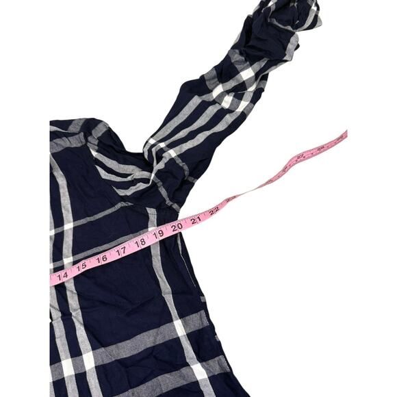 Thread & Supply Relaxed Fit Navy Blue Plaid Button Up Shirt Womens Medium New - Picture 6 of 7